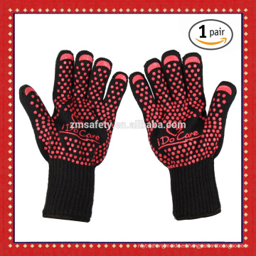 Guantes de horno 932 F Extreme Heat Resistant, guantes con certificación EN407 BBQ con agarres de silicona antideslizante